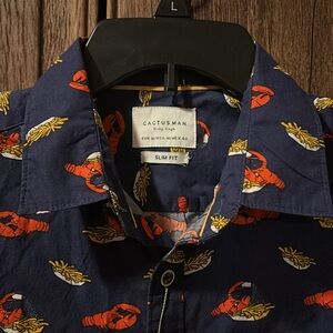 NWT Cactus Man Ricky Singh slim fit poplin short-sleeved button down size medium